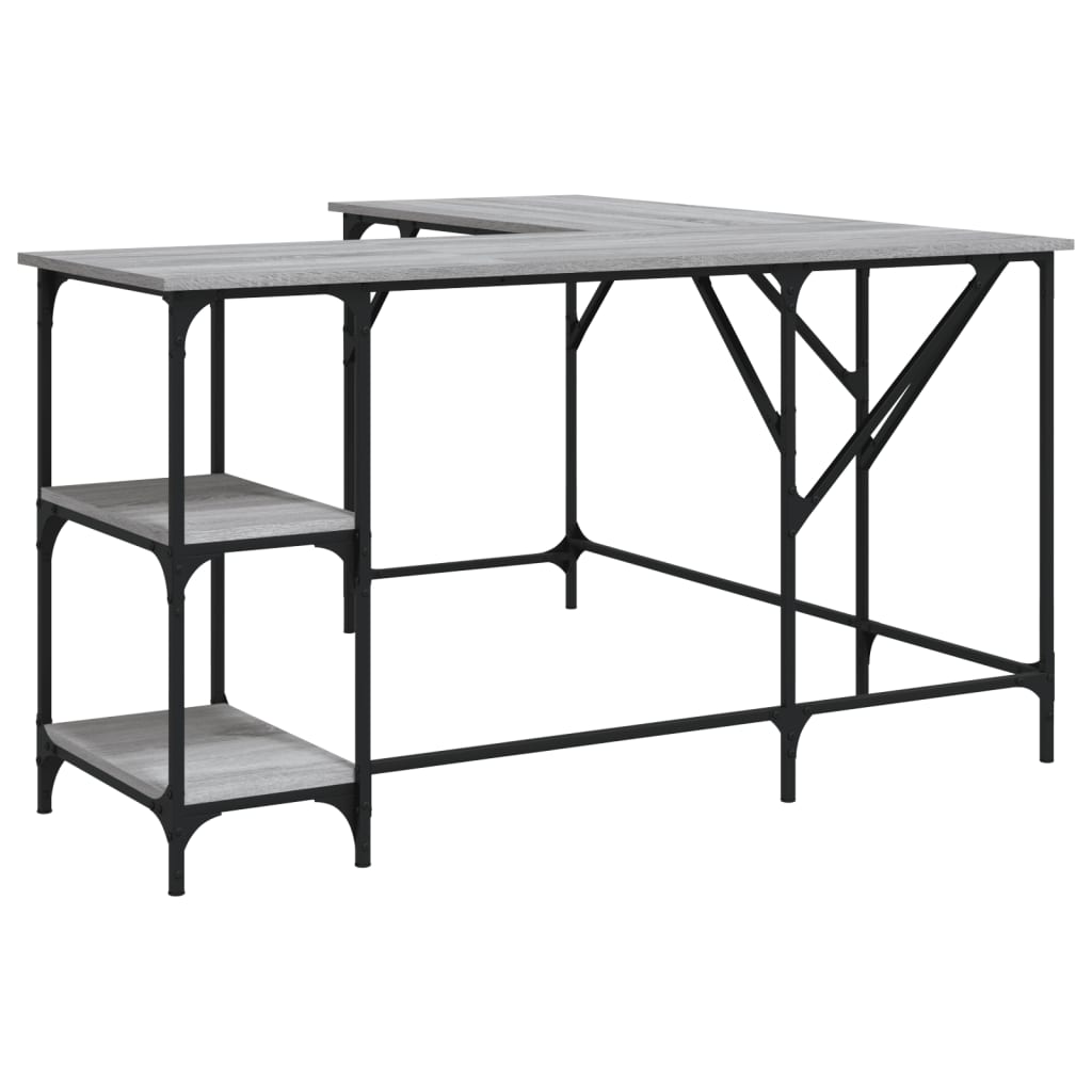 vidaXL Escritorio madera de ingeniería gris Sonoma 139x139x75 cm