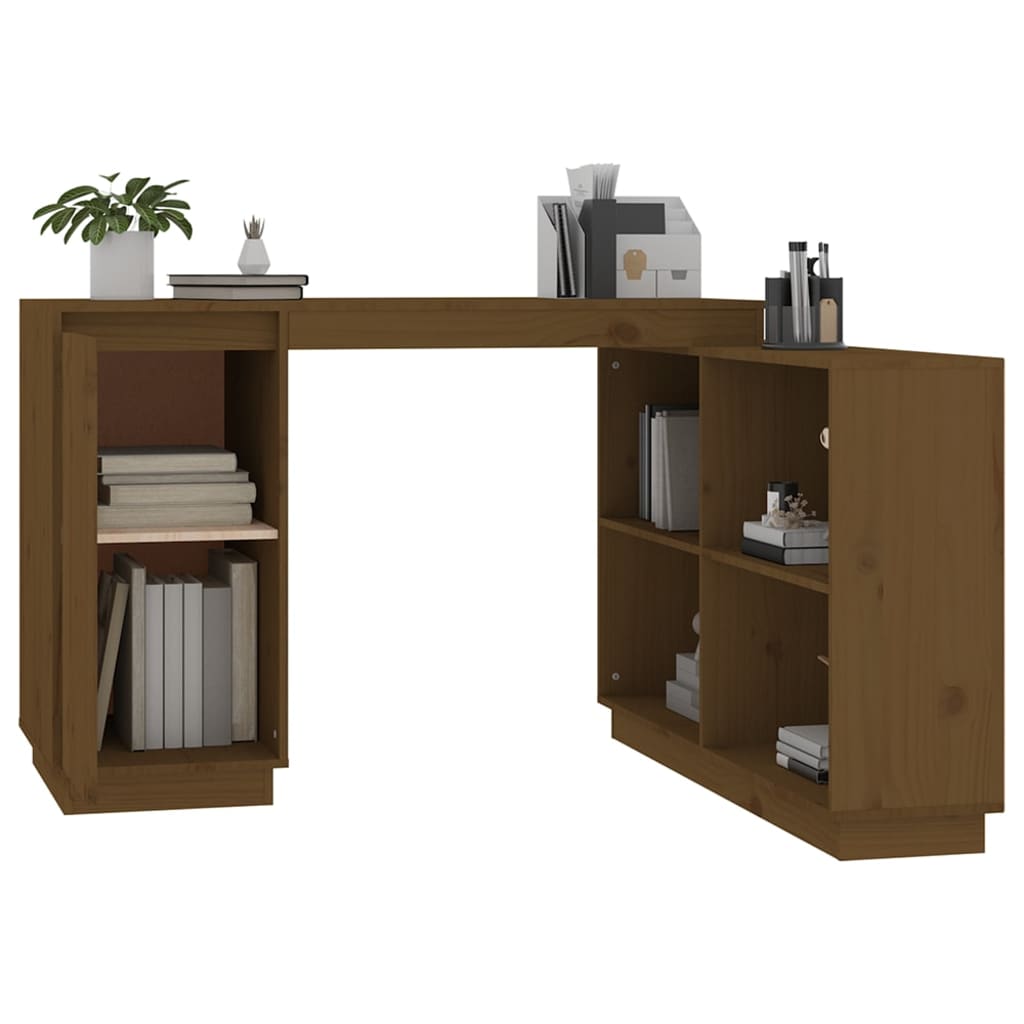 vidaXL Escritorio de madera maciza de pino marrón miel 110x50x75 cm
