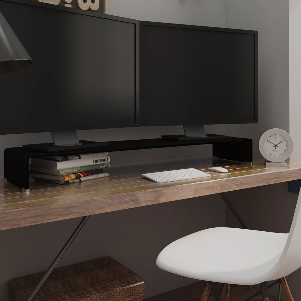 vidaXL Soporte para TV/Elevador monitor cristal negro 120x30x13 cm