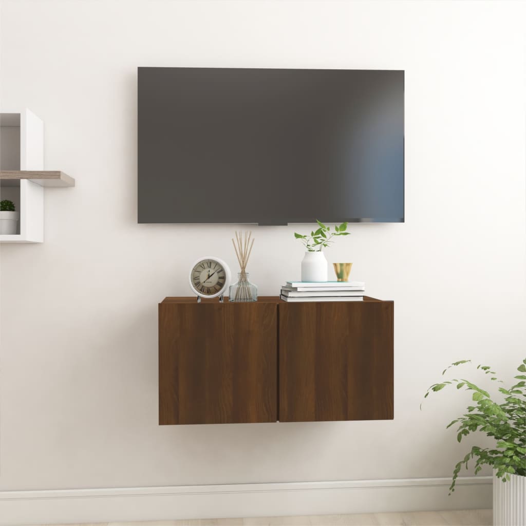 vidaXL Mueble TV colgante madera contrachapada marrón roble 60x30x30cm