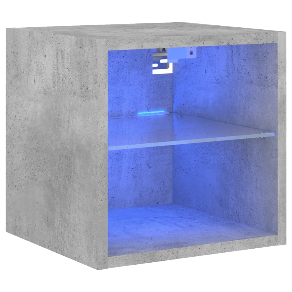 vidaXL Mueble de TV de pared con luces LED gris hormigón 30x28,5x30 cm
