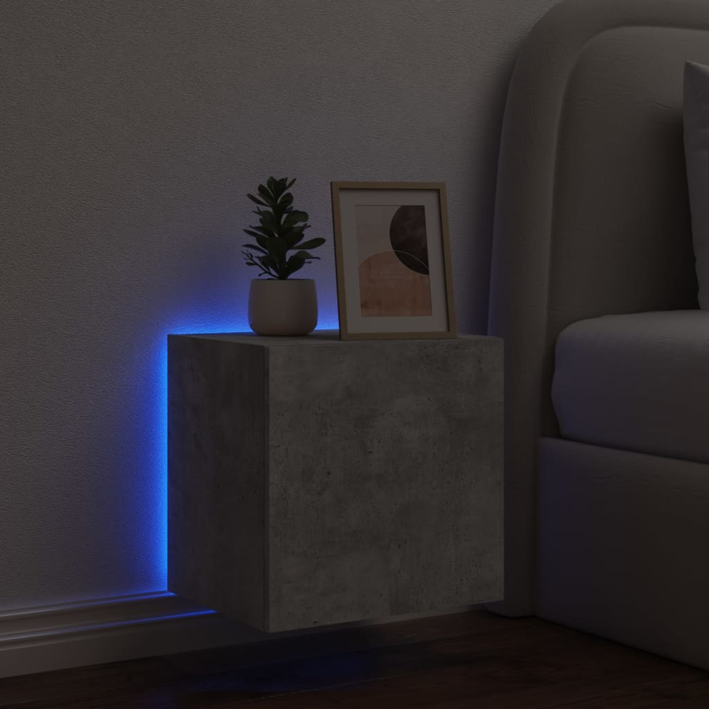 vidaXL Mueble de TV de pared con luces LED gris hormigón 40,5x35x40 cm