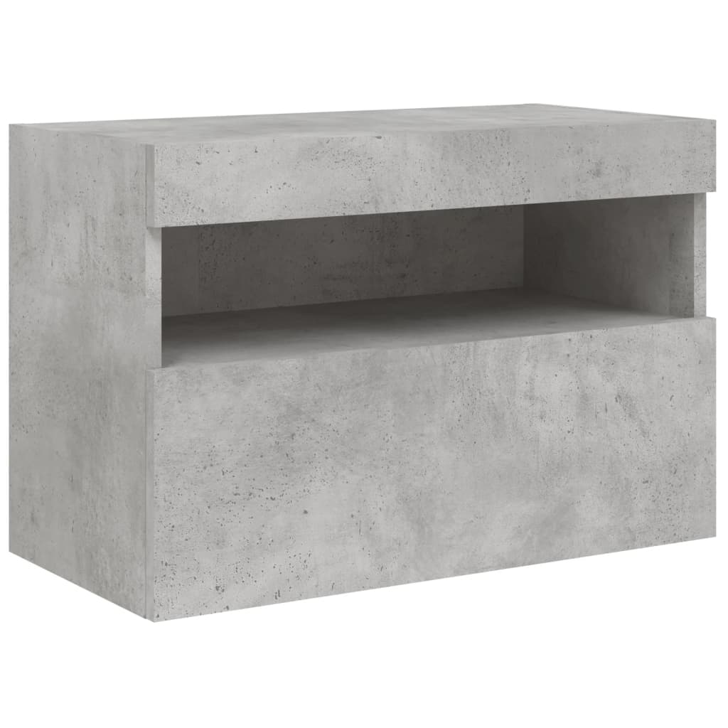 vidaXL Mueble de TV de pared con luces LED gris hormigón 60x30x40 cm