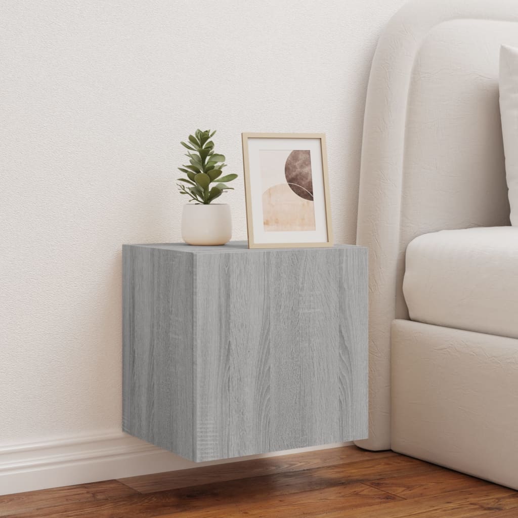 vidaXL Mueble de TV de pared con luces LED gris Sonoma 40,5x35x40 cm