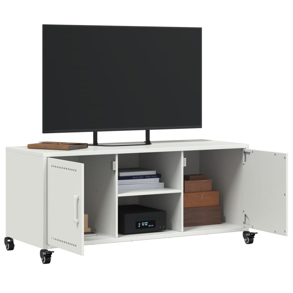 vidaXL Mueble de TV acero blanco 100,5x39x43,5 cm