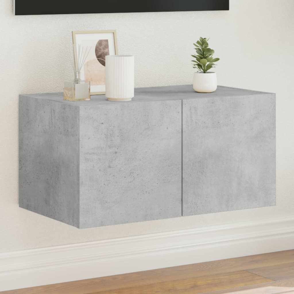 vidaXL Mueble de TV de pared con luces LED gris hormigón 60x35x31 cm