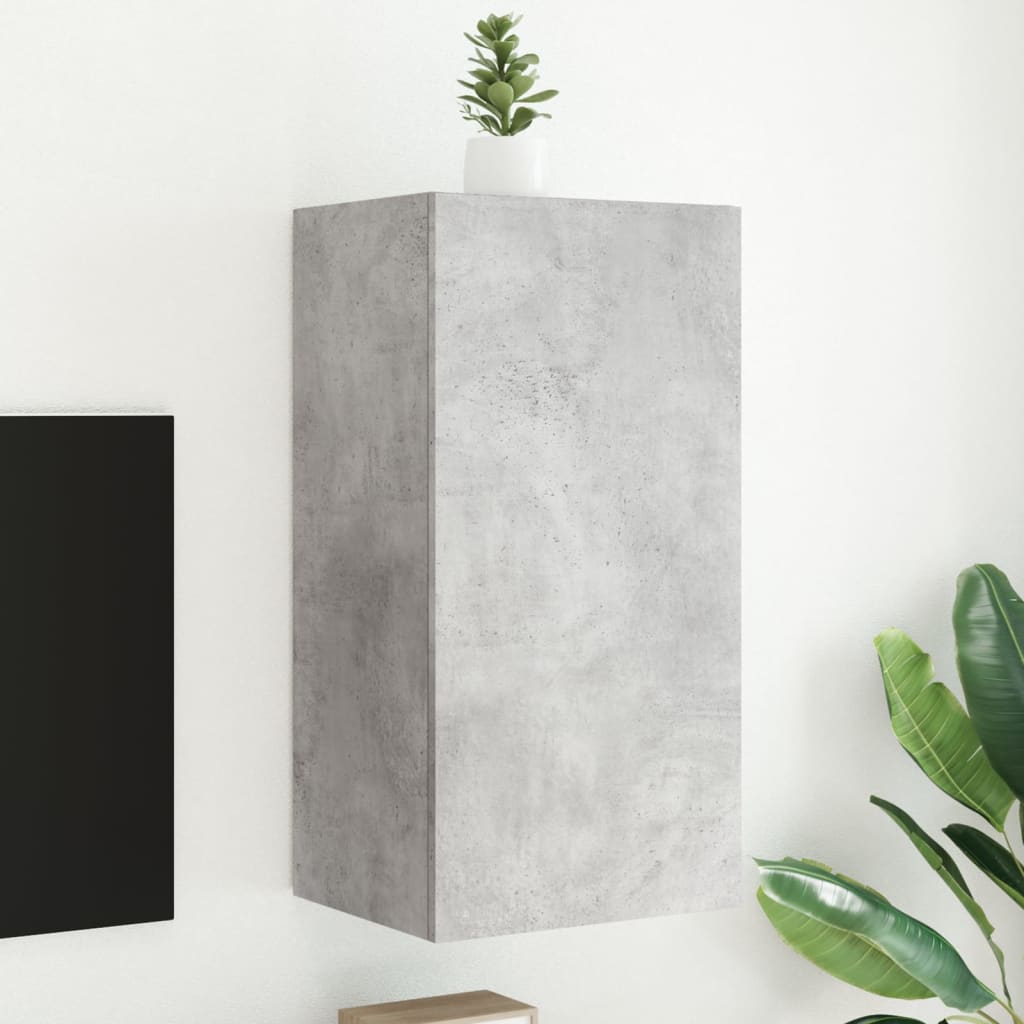vidaXL Mueble de TV de pared con luces LED gris hormigón 40,5x35x80 cm