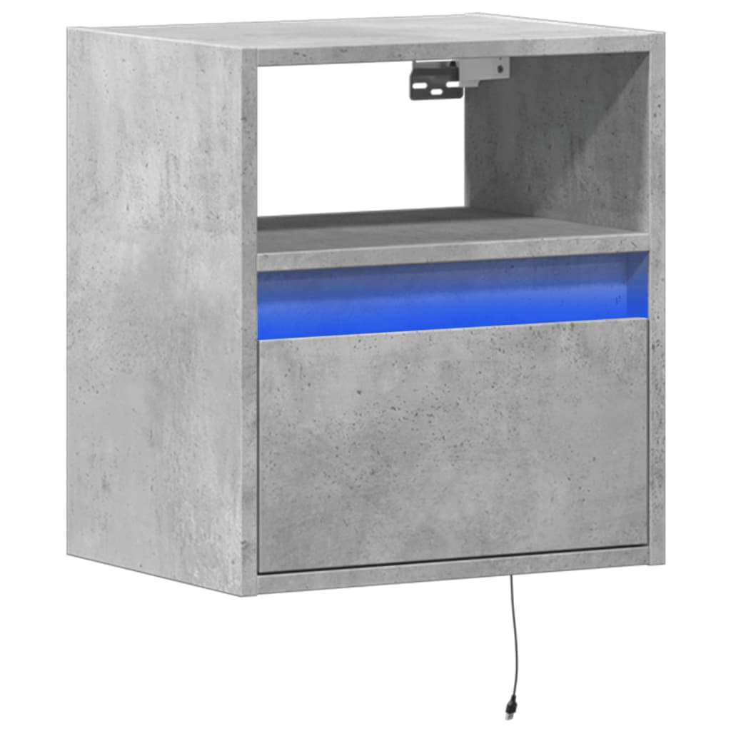 vidaXL Mueble de TV de pared con luces LED gris hormigón 41x31x45 cm