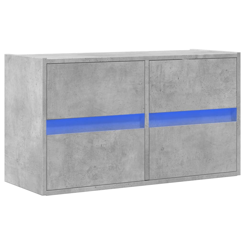 vidaXL Mueble de TV de pared con luces LED gris hormigón 80x31x45 cm