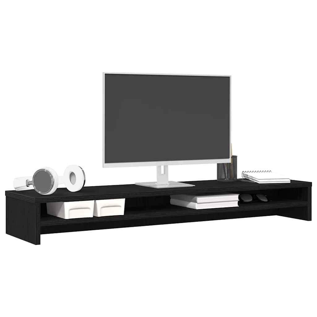 vidaXL Soporte para monitor de madera de roble negro 100x24x13 cm