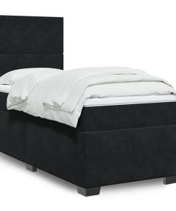 vidaXL Boxspringbett mit Matratze Schwarz 100x200 cm Samt