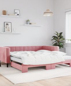 vidaXL Tagesbett Ausziehbar mit Matratzen Rosa 100x200 cm Samt