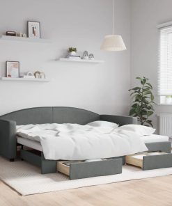 vidaXL Tagesbett Ausziehbar mit Schubladen Dunkelgrau 100x200 cm Stoff