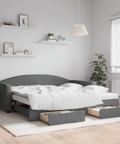 vidaXL Tagesbett Ausziehbar mit Schubladen Dunkelgrau 100x200 cm Stoff