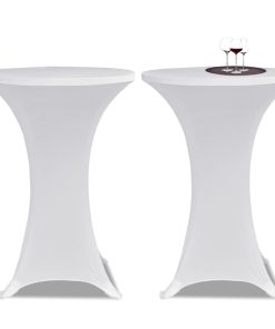 2 x Tischhusse für Stehtisch Stretchhusse Ø70 cm weiß