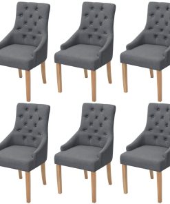 vidaXL Esszimmerstühle 6 Stk. Dunkelgrau Stoff