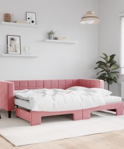 vidaXL Tagesbett Ausziehbar mit Matratzen Rosa 80x200 cm Samt