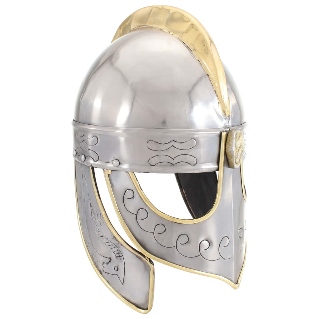 vidaXL Réplica de casco Beowulf antiguo LARP acero plateado