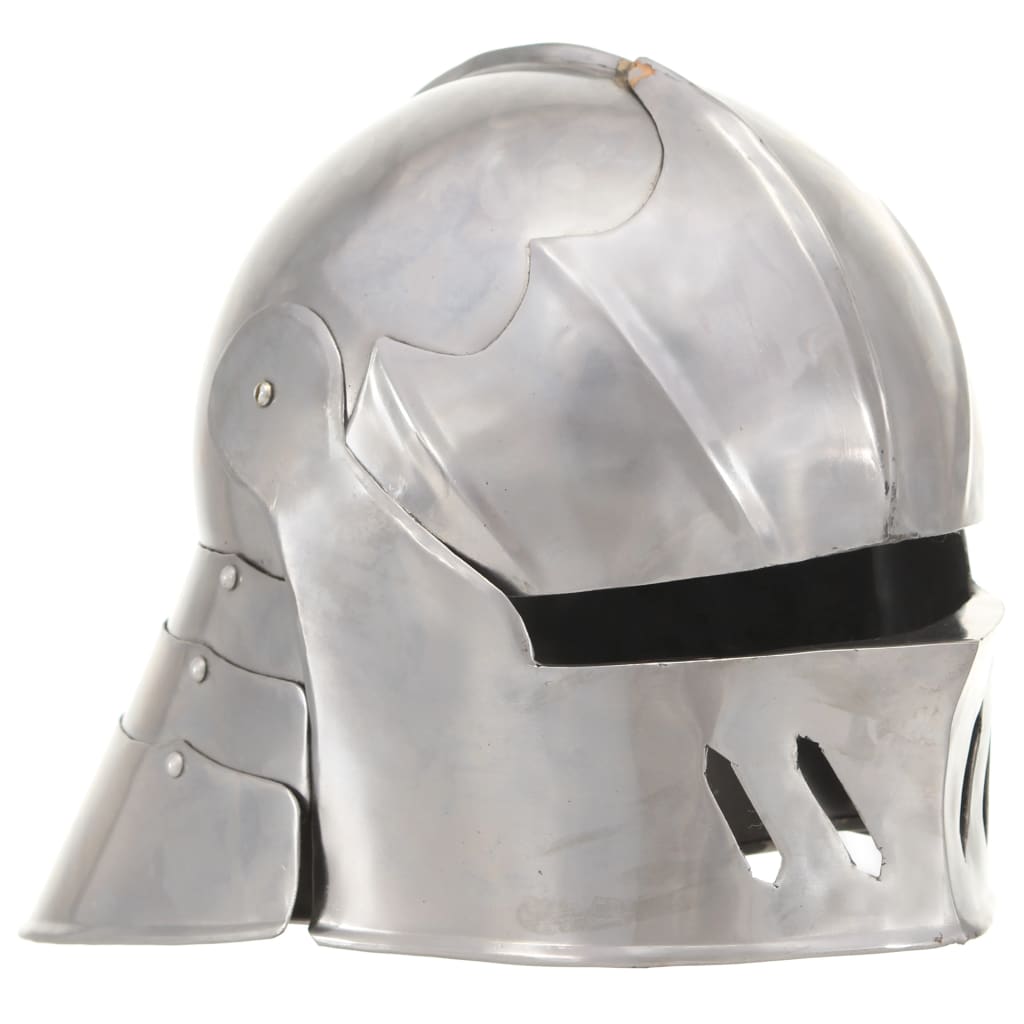 vidaXL Réplica de casco de caballero medieval antiguo LARP acero plata