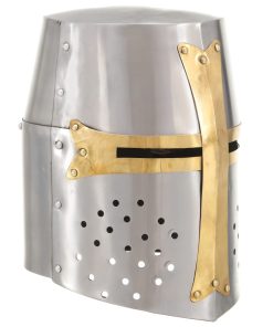 vidaXL Réplica casco de caballero cruzado medieval LARP acero plateado