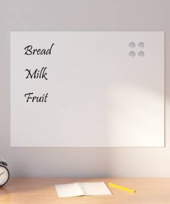 vidaXL Pizarra magnética de pared vidrio templado blanco 80x60 cm