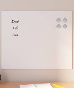 vidaXL Pizarra magnética de pared vidrio templado blanco 60x50 cm