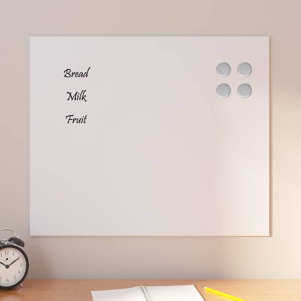 vidaXL Pizarra magnética de pared vidrio templado blanco 60x50 cm