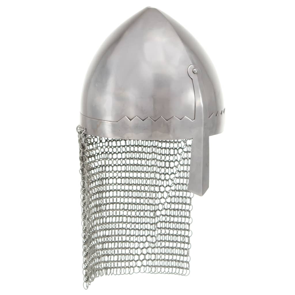 vidaXL Réplica de casco de caballero antiguo LARP acero plateado