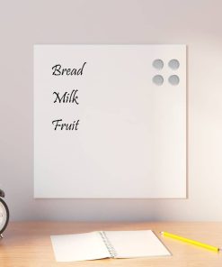 vidaXL Pizarra magnética de pared vidrio templado blanco 40x40 cm