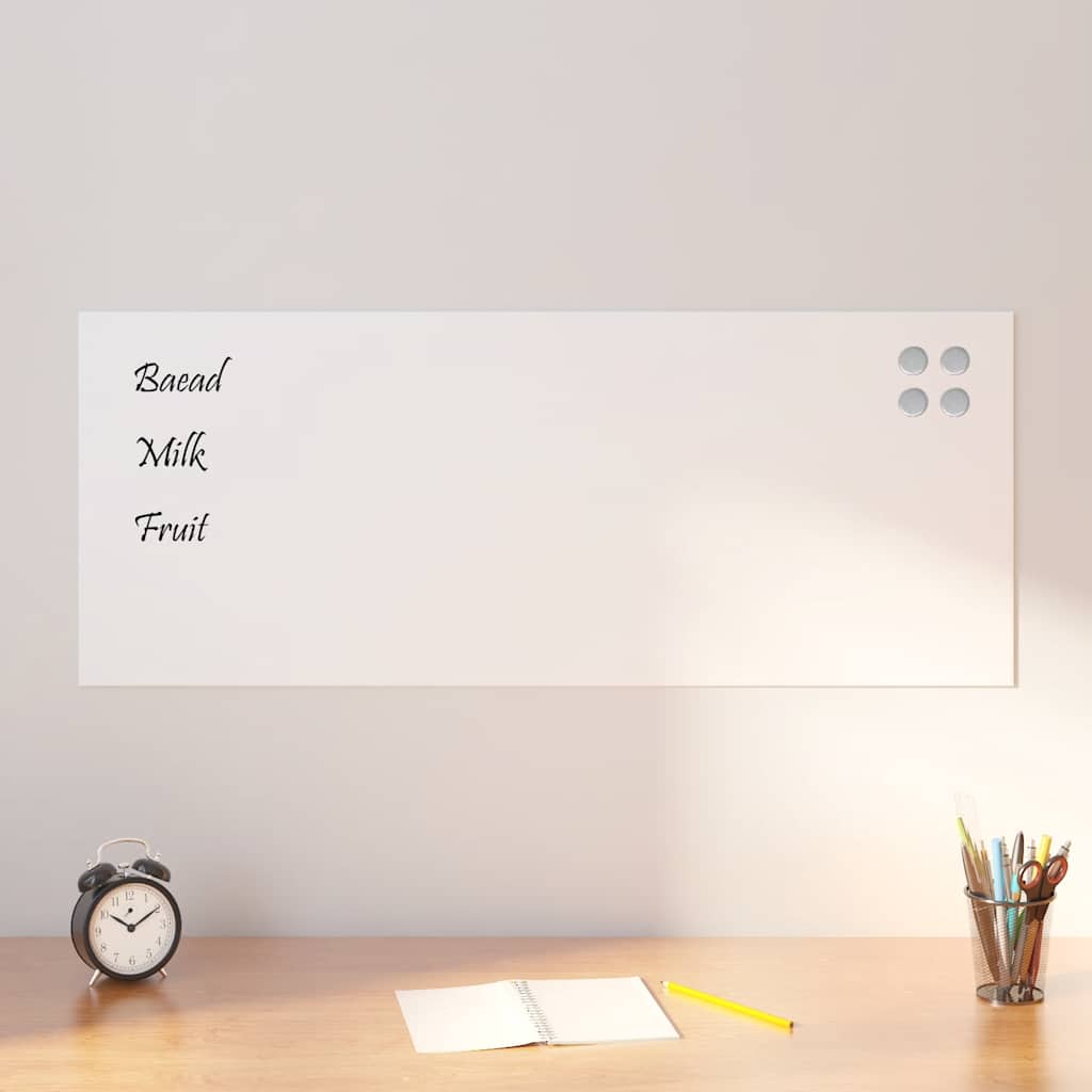 vidaXL Pizarra magnética de pared vidrio templado blanco 100x40 cm