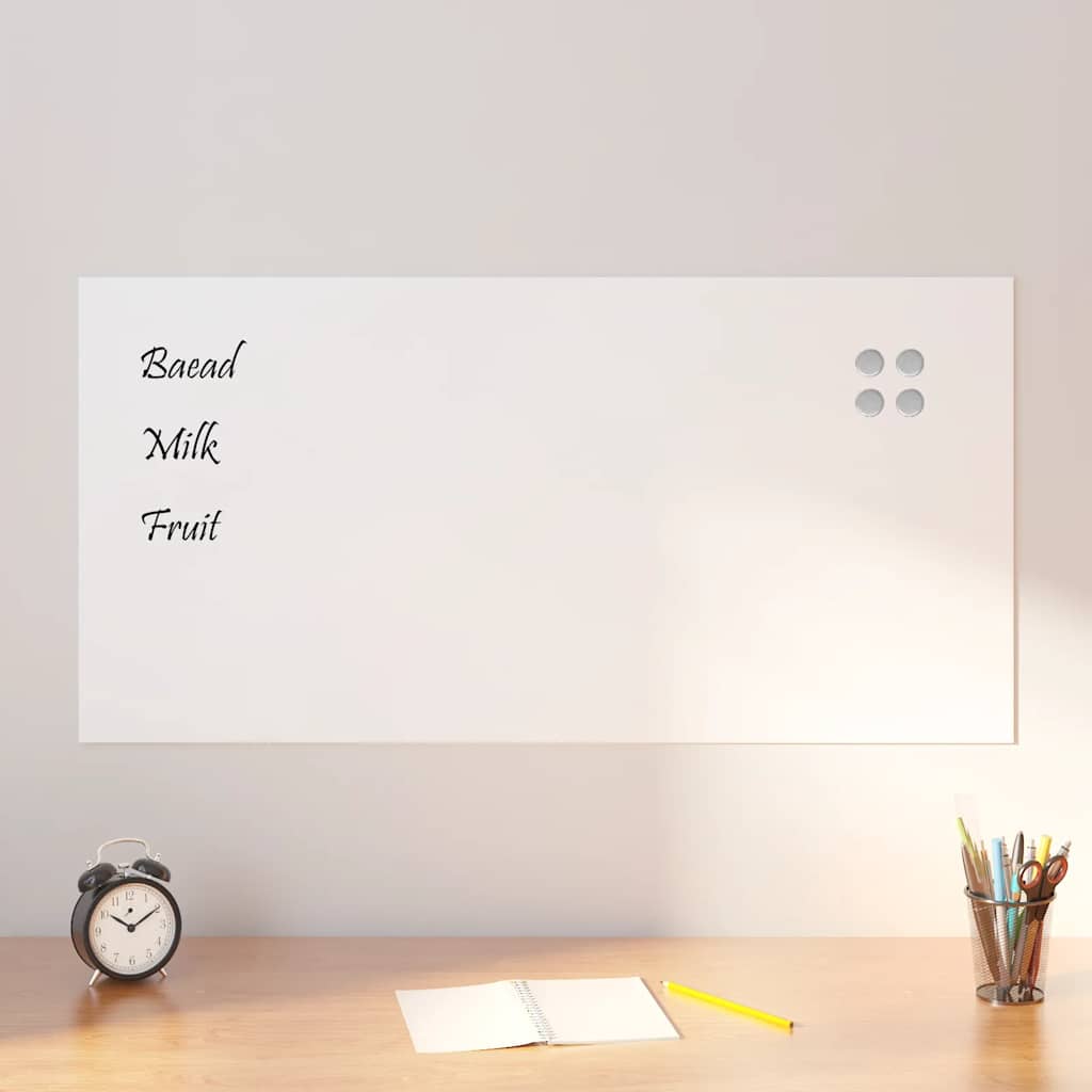 vidaXL Pizarra magnética de pared vidrio templado blanco 100x50 cm