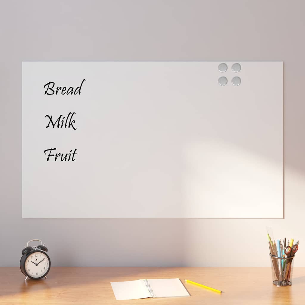 vidaXL Pizarra magnética de pared vidrio templado blanco 100x60 cm