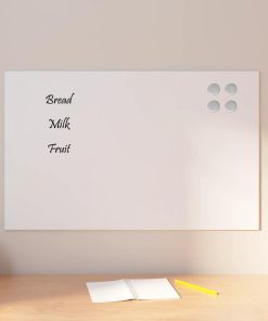 vidaXL Pizarra magnética de pared vidrio templado blanco 80x50 cm