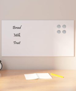 vidaXL Pizarra magnética de pared vidrio templado blanco 80x40 cm