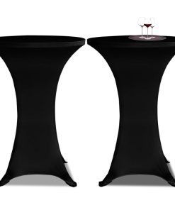 2 x Tischhusse für Stehtisch Stretchhusse Ø80 cm schwarz