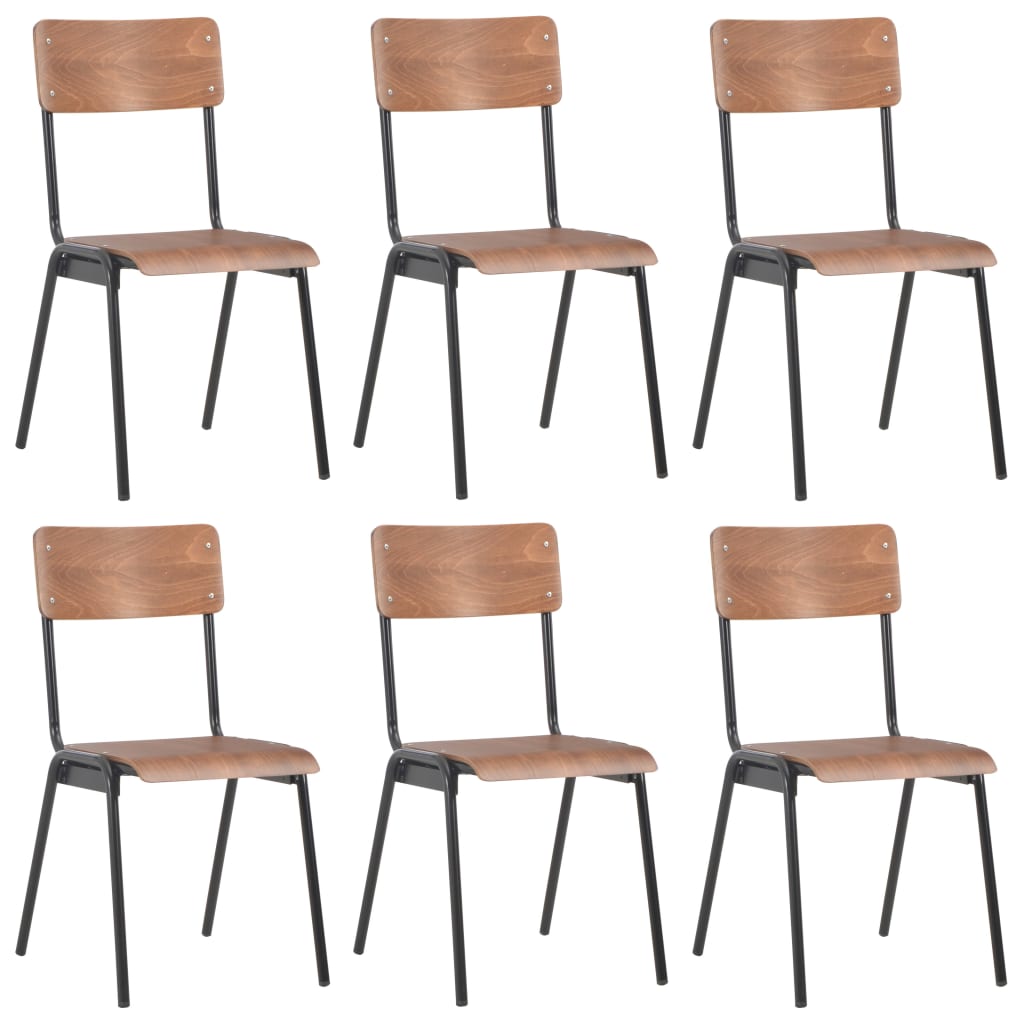 vidaXL Esszimmerstühle 6 Stk. Braun Sperrholz