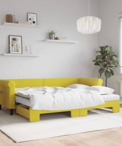 vidaXL Tagesbett Ausziehbar mit Matratzen Gelb 80x200 cm Samt