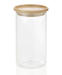 Barattolo Andrea House cc16204 Legno Vetro 1,2 L Ø 9,5 x 17,5 cm