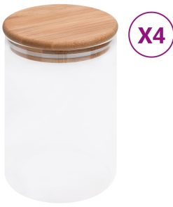 vidaXL Vorratsgläser mit Bambusdeckel 4 Stk. 800 ml
