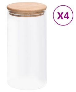 vidaXL Vorratsgläser mit Bambusdeckel 4 Stk. 1200 ml