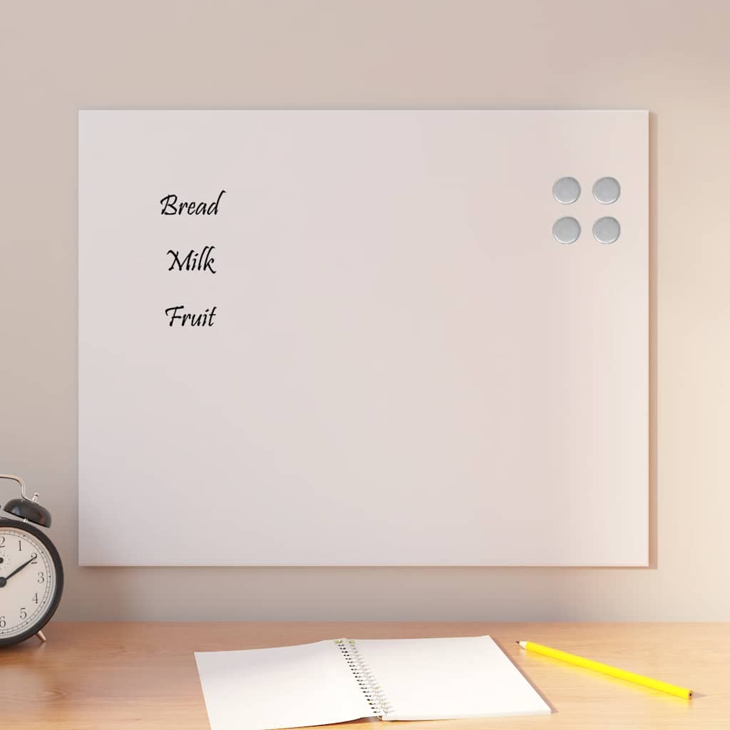 vidaXL Pizarra magnética de pared vidrio templado blanco 50x40 cm