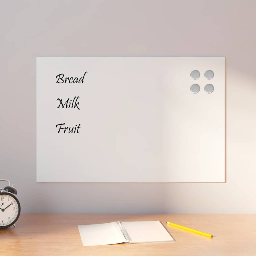 vidaXL Pizarra magnética de pared vidrio templado blanco 60x40 cm