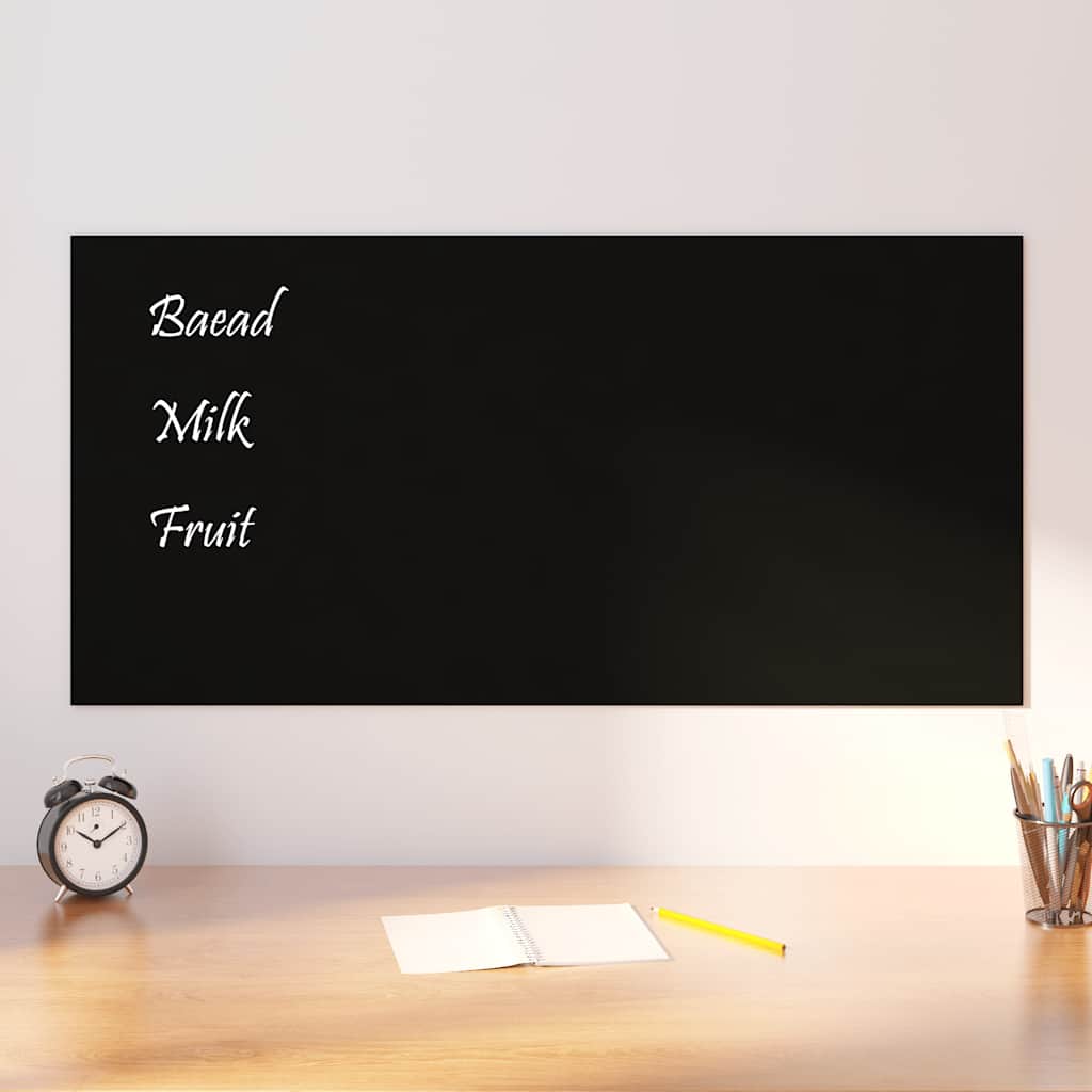 vidaXL Pizarra magnética de pared vidrio templado negro 100x50 cm