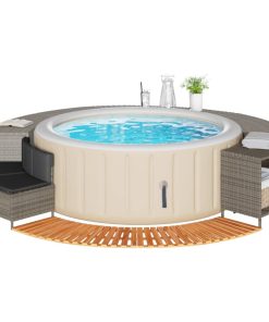 vidaXL Whirlpool-Umrandung Grau Poly Rattan und Massivholz Akazie