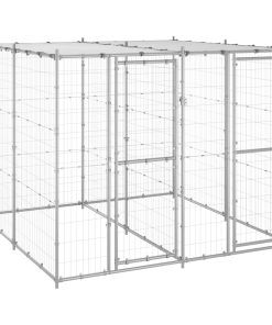 vidaXL Outdoor-Hundezwinger mit Überdachung Verzinkter Stahl 4,84 m²
