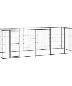 vidaXL Outdoor-Hundezwinger mit Überdachung Stahl 12,1 m²