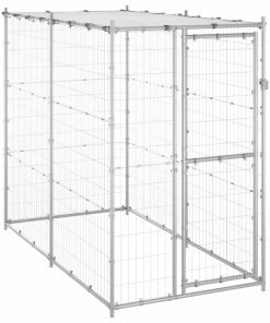 vidaXL Outdoor-Hundezwinger mit Dach Verzinkter Stahl 110x220x180 cm