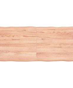 vidaXL Tablero mesa madera tratada borde natural marrón 120x50x(2-6)cm