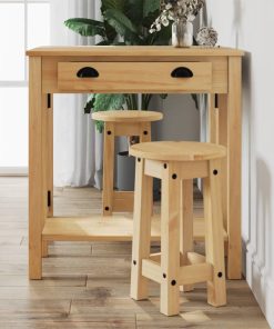 vidaXL Taburetes altos de cocina 2 uds madera maciza de pino