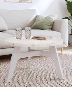 vidaXL Tablero de mesa redondo madera maciza de pino blanco Ø70x3 cm